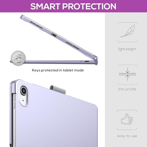 Image of typecase Touch Keyboard for A16 (11th) & 10th Gen with Multi-Touch Trackpad, 11-Colors Backlit, 360 Rotatable Multi Viewing Angle, Pencil Holder (NOT FIT for Air 11 /10.9 & Pro 11) - Light Purple'26