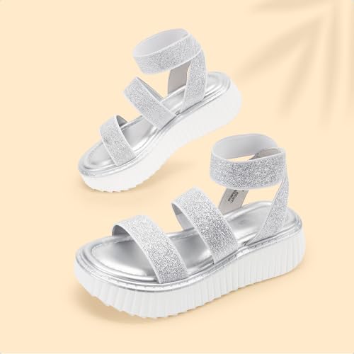 Image of DREAM PAIRS Girls Flatform Wedge Open Toe Platform Summer Sandals with Buckle Ankle Strap for Little Kid /Big Kid