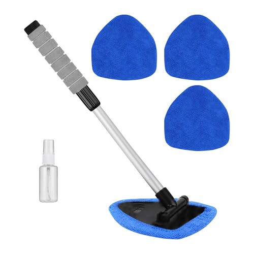 Kit De Limpieza De Cristales Para Coche: Ranuras Para Quitar Niebla Del Parabrisas, Fregona De Fibra Con Mango Extensible, Pantalla De Juego De Detalles Interiores, Ayuda Para Múltiples Superficies |