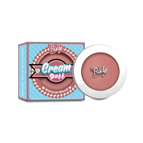 RUDE - Fard à joues naturel Cream Puff | Texture légère et longue tenue | Polyvalent pour toutes les occasions | Pratique et portable | Teinte rose-pêche, Mochi, 1 g (Paquet de 1)