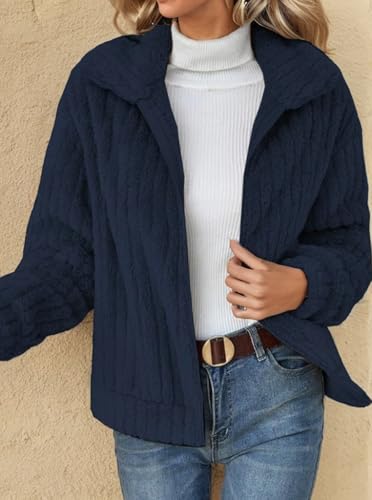 TIAFORD Women's Full Zip Fleece Jacket Winter Casual Long Sleeve Lapel Collar Oversized Sherpa Coat Fall Outerwear2