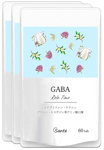 日本サンテ リラックス タイム サプリ 日本製 GABA トリプトファン テアニン 等11種(60粒×3袋)