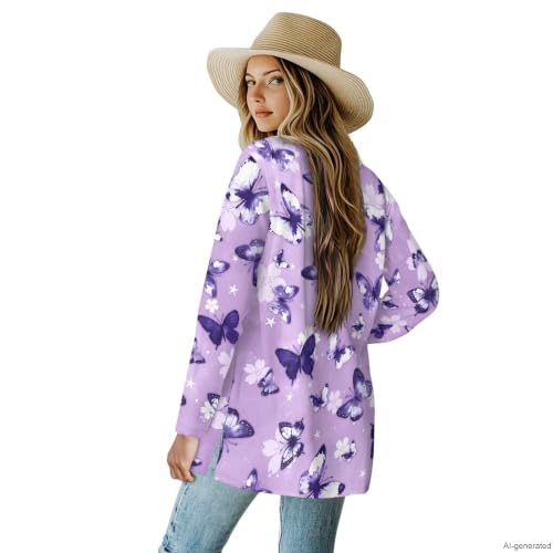 Image of Cardigan Sweaters for Women Long Sleeve Cardigan Soft Drape Open Front Fall Dusters V-Neck Jackets Dressy Loose Coat