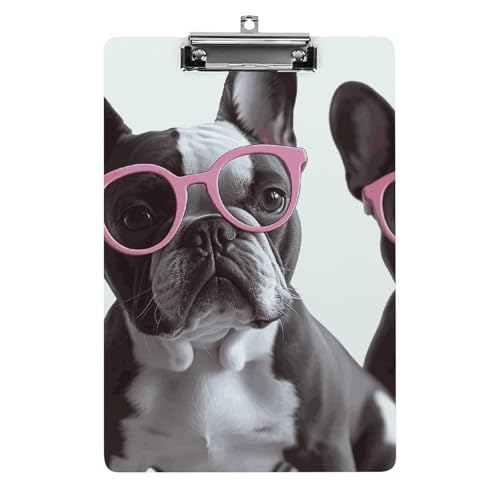 Porte-bloc bouledogue français rose en acrylique de qualité supérieure avec crochet de suspension