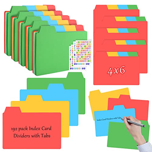192 Pieces 4X6 Index Card Organizer Index Card Dividers With Tabs Blank Index Cards Guide Colorful Note Cards With Alphabet Sticker For Business Office School (192) #TOP14
