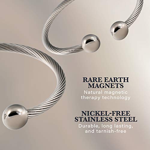Magnetjewelrystore ALLSSSILVER-M-7 Twisted Stainless Steel Magnetic Therapy Bracelet High Power Magnets thumb #5