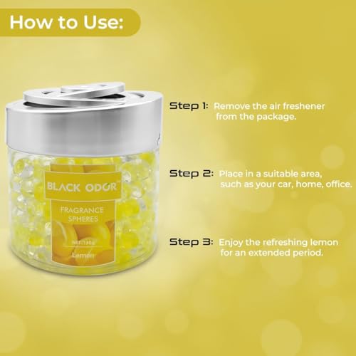 Image of BKN Super Fragrance Black Odor Car Air Freshener B0-10| 130g Bubble Gel Balls | Long-Lasting Scent for Home, Office, Car, Bathroom & Closet | Odor Eliminator & Room Deodorizer (Lemon)