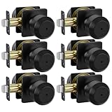 Haidms 6 Pack Black Door Knobs Interior, Privacy Interior Door Knob for Bedroom or Bathroom, Matte Black Door Knobs