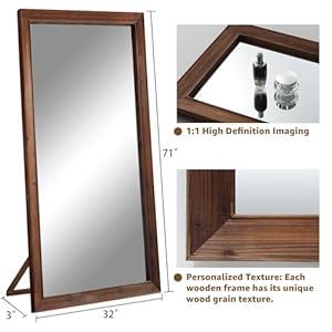 MELOMOIR Rustic Farmhouse Full Length Mirror, 71"x32" Large Floor Mirror Wood Frame, Free Standing Mirror Leaning Wall Mirror Full Length, Full Body Mirror for Bedroom Living Room Cloakroom, Wood MELOMOIR Rustic Farmhouse Full Length Mirror 71×32 Large Floor Mirror Wood Frame Free Standing Mirror Leaning Wall Mirror Full Length Full Body Mirror for Bedroom Living Room Cloakroom Wood