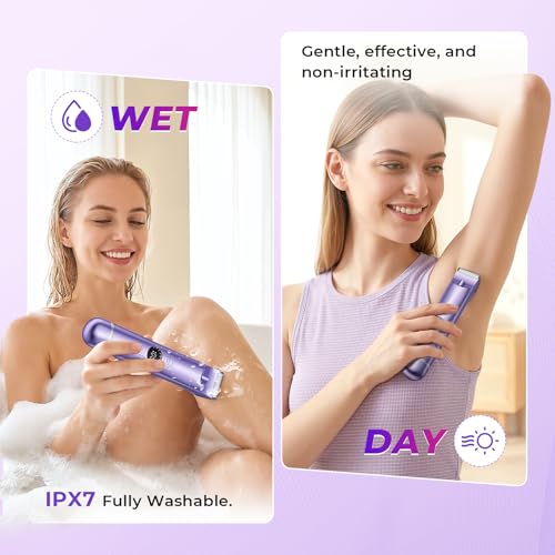 4 in 1 Bikini Trimmer for Women, Electric Razors for Women - Dual Head, Wet & Dry Use Pubic Body Hair Trimmer Electric Shavers, Rechargeable Womens Facial Razors for Legs, Nose, Armpits, Bikini Area by WEQOEE - Image 6
