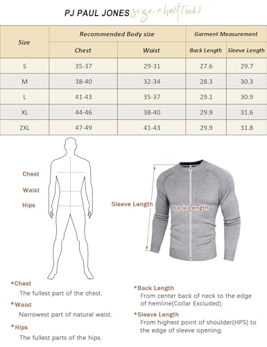 Pj Paul Jones Sweater For Men Casual Crew Neck Wool Blend Knitted Sweater Raglan Long Sleeve Business Lightweight Pullover Navy Blue L thumb #6