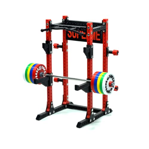 1/12 Scale Mini Gym Workout Equipment with Barbell, Rack & Plates, Doll House Ornament Accessories Decoration Desktop Display Gift for Fitness Fans - Thumbnail 4