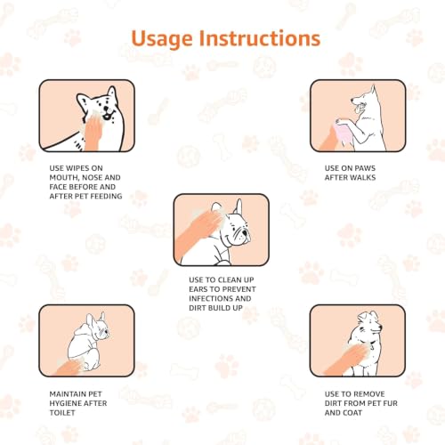 Image of Amazon Basics Pet Grooming Wipes | Mild Scent | Odor Control | Moisturizing | Antibacterial | Safe for All Dogs, Cats, Puppies, Kittens | Suited for Travel & Outdoors | 300 Count (100 x 3 Pack)