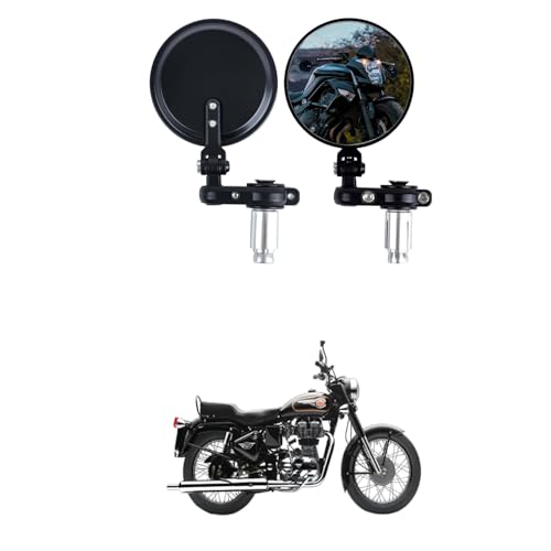 Image of Universal For Bike ROUND Folding Mirror Glass Bar End Rear View Mirrors Motorcycle Handlebar Side View Mirrors for - All motorcycle Comfortable With Bu-ll-et 350