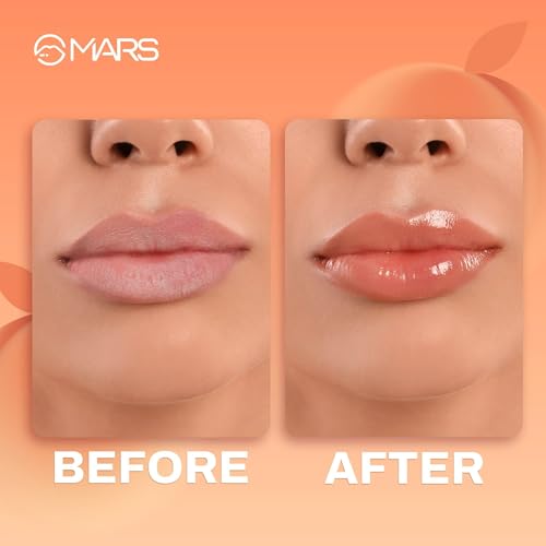Image of MARS Color Changing Lip Oil (4.5 ml) (04-PEACHY DEW) With Fat Applicator | Skin Nourishing Ingredients - Olive Fruit Oil, Jojoba Oil | Hydrating & Moisturising (Pack of 2)