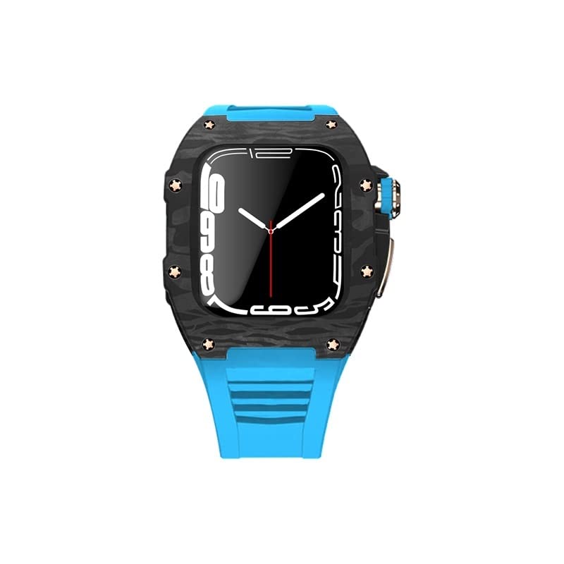 Kit bracelet caoutchouc fluoré Apple Watch 8 7 45mm coque carbone