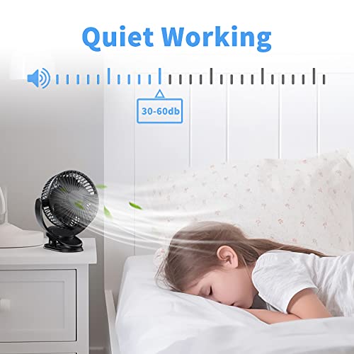 Atengeus Usb Fan, Rechargeable Portable Fan, Clip On Fan, Battery Operated Fan, 3 Speeds, 5000Mah Usb Desk Fan, 720°Rotation, Sturdy Clamp For Home, Camping, Treadmill And Car #TOP3