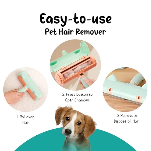 Image of Pet Hair Removal Tool - Lint Roller for Dog & Cat Hair Removal on Furniture, Couch, Carpet, Clothing, and Bedding - Multi-Surface Fur Removal (JC-405)