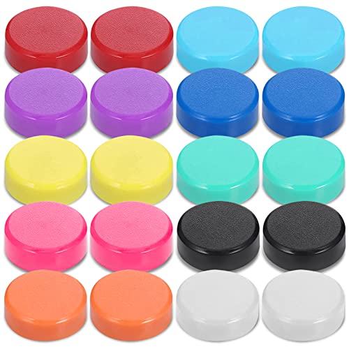Dacitiery 20 Pack Whiteboard Magnets, Colorful Fridge Magnets, Strong Refrigerator Magnets, 20mm Round Plastic Covered Magnetic Buttons for Calendars, Whiteboards, Notice Board, Classroom, Home