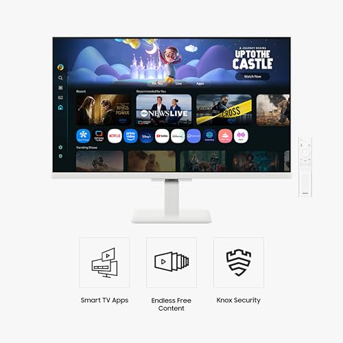 Image of Samsung 27 inch M5 Smart Monitor with Smart TV Experience|FHD 1920 x 1080|Screen Mirroring|IPS Panel |10W Speakers|Adaptive Sound|Wi-Fi|HDMI|Bluetooth|LS27FM501EWXXL|White