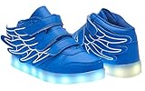 LED Light Up Shoes with Flying Wings for Boys Girls Kids Hip-Top Flashing Sneakers for Festivals, Party, Christmas, Halloween,Friend Gift with USB Charging, Blue 37