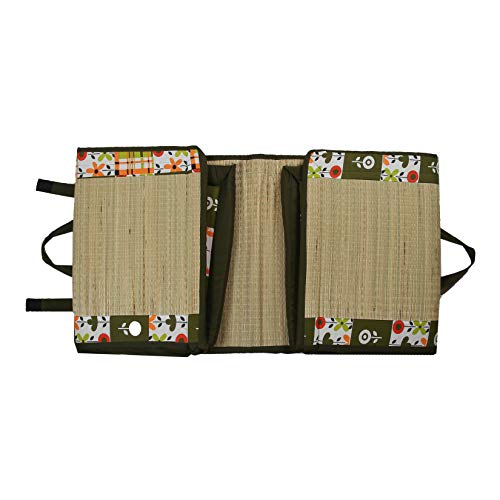 Image of Foldable Mat 6.5 X 6 Feet Korai River Grass chatai Green Cotton Fabric with 20MM Soft Foam Comfort Cushion