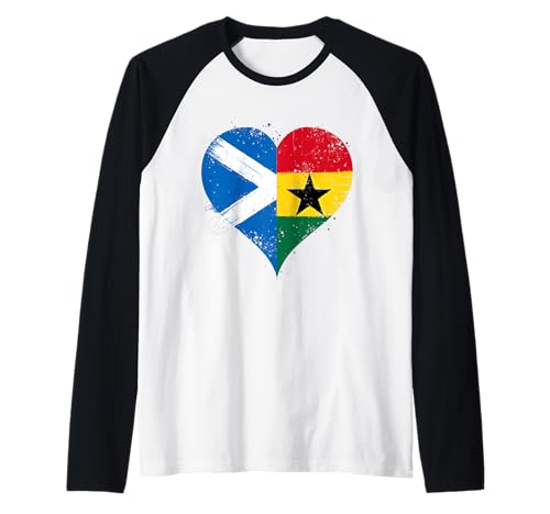 Half Scottish Half Ghanaian A Scotland Ghana Flag in Heart Raglan Baseball Tee