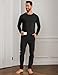 GYS Men's Pajama Top Bamboo Viscose Cloud-Soft Long Sleeve Loungewear Moisture-Wicking Relaxed Fit Sleep Shirt, Black, Medium
