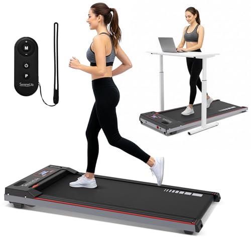 Image of SereneLife Portable Foldable Treadmill with Remote Control, 8.7 MPH Smart Speed Control, Treadmills for Home, Under Desk Treadmill for Home Office, Shock Absorption, App Support, 265lbs Limit