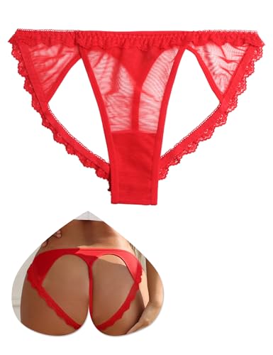 comeondear String Ouverture Tanga Sexy Femme Mini String Ficelle Ouvert Dentelle Chic Culotte Taille Basse Grande Taille sous-Vêtements Féminin Slip...
