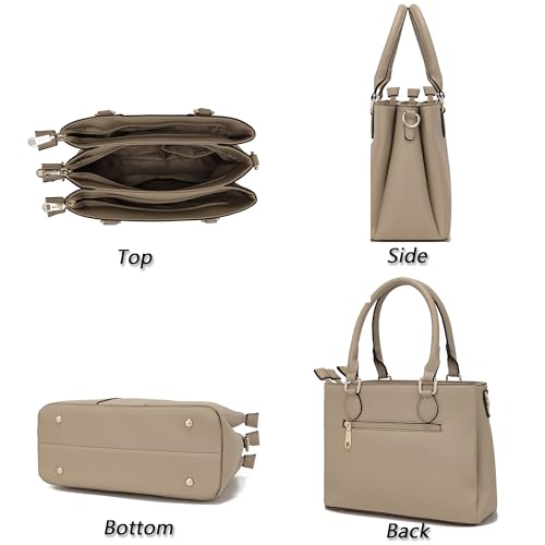 Image of Qiyuer Purses and Wallet Set for Women Satchel Handbag Tote Bag | 3 Zippered Compartments,Pebble PU leather,Multi-slot design,Everyday commuting