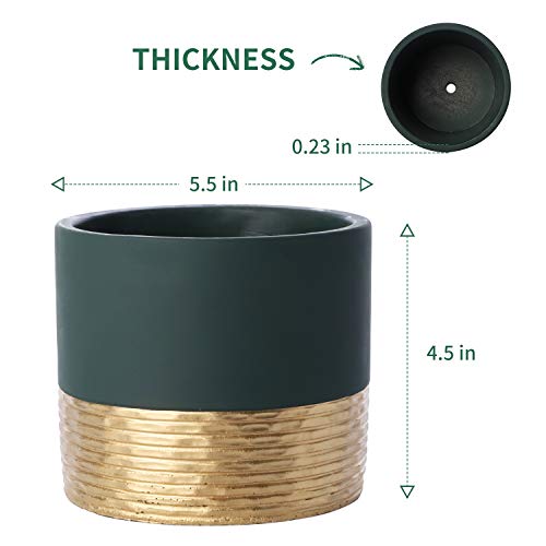 Potey Cement Planters Pots For Plants Indoor - 5 Inch Concrete Succulent Flowerpot Bonsai Container With Drainage Holes 5549Dg, Set Of 2, Plant Not Included #TOP1