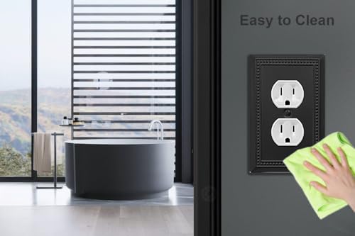 OKAWYC Single Duplex Outlet Light Switch Cover Belaire Beaded Metal Wall Plate, 4-Pack Black 1 Gang, for Receptacle Light Switch, Switch Cover Decorative Wallplate, Durable by OKAWYC - Used condition - Image 6