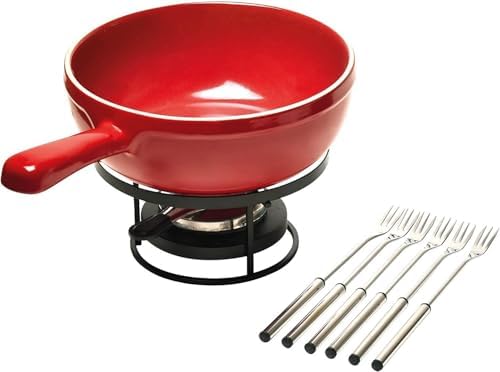 Emile Henry Made In France Flame Cheese Fondue Set, 2.6 quart, Bu...