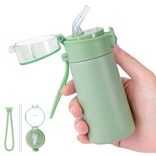 Small Water Bottle 150ml with Straw, Mini Water Bottle with One-Hand Open Design, 304 Stainless | Leak-Proof | 4-6 Hours Hot/Cold Retention and Portable for Coffee, Milk, or Any Beverage - BPA Free