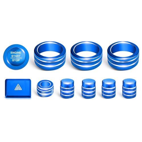 for Honda Civic Accessories 2026 2025 2022-2024 for CRV 2026 2025 2024 2023 for Acura Integra 2025 2024 2023 Hazard Light, AC Knob Cover, Air Vent, Radio, Push Start Button Cover Ring 11Pcs (Blue)