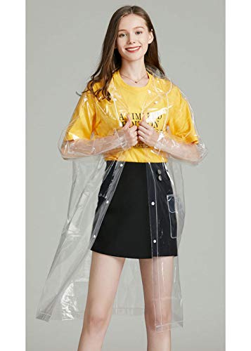 ebossy Adults Transparent EVA Raincoat Reusable Waterproof Rain Poncho Jacket with Hood2