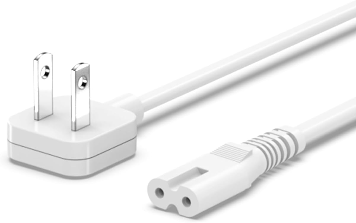 Cable de alimentación de extensión plana de repuesto de 10 A, figura 8, cable de CA, enchufe delgado de 2 clavijas para Anker, Ugreen, Baseus, Creative Design, MSTJRY, cargador Upoy, fuente de alimentación para Xbox, TV, perfil bajo