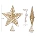 Christmas Star Tree Topper, Plug in 3D Star Tree Topper, 11”Golden Glittered Metal Hollow Designed Built-in 10 Bulbs String Lights for Christmas Tree Decorations