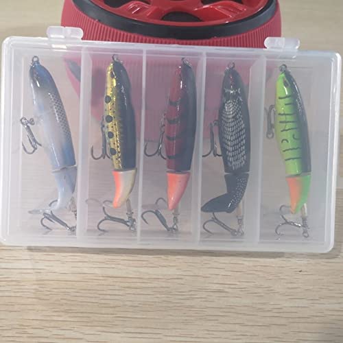 5 pièces Ensemble de leurres de pêche/appât Whopper avec boîte/Queue rotative 13g 19g Crayon Popper pêche à l'appât Dur