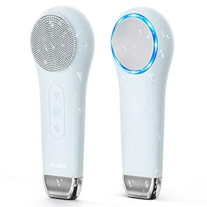 EZBASICS Facial Cleansing Brush face Scrubber Waterproof Face Scrub Brush for Men & Women Rechargeable Face Brushes for Facial Cleansing, Electric Silicone Face Scrubber Cleanser Brush Light Grey