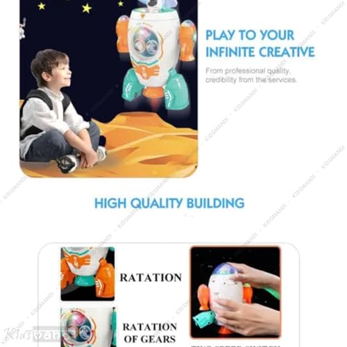 Image of Kids Mandi Space Rocket Musical Toy | Rotating Rocket with LED Lights & Music | Interactive Learning Toy