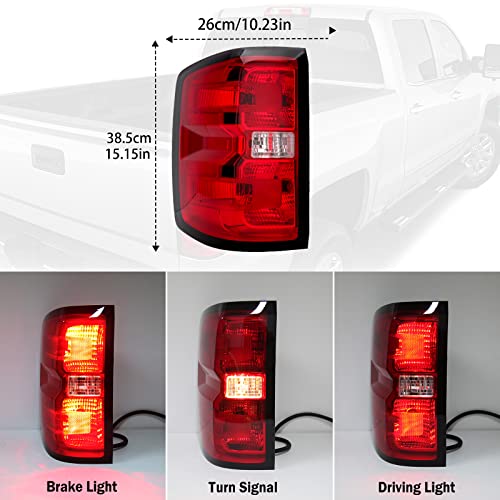 Kapamz Tail Light Assembly Compatible With 2014-2018 Chevy Silverado 1500 2500Hd 3500Hd, Gmc Sierra 3500Hd Left Drive Side With Bulb And Harness #TOP2