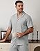 MoFiz Pjs Men's Button Up Pajama Shirt Cotton Men's Sleepwear Tops Cool Men's Pajama Tops Breathable Skin Friendly Light Grey/Dark Grey