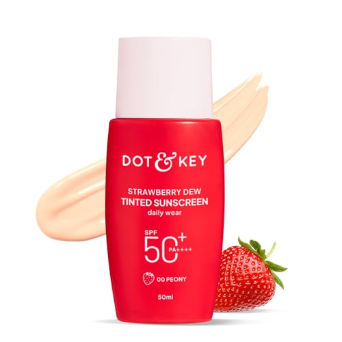 Image of Dot & Key Strawberry Dew Tinted Sunscreen In-Vivo Tested SPF 50+ PA++++ With New-Age UV Filters, Brightens & Protects Skin, Ultra-light, Blends Easily, With Niacinamide, Natural Finish, Non-Sticky 50ml