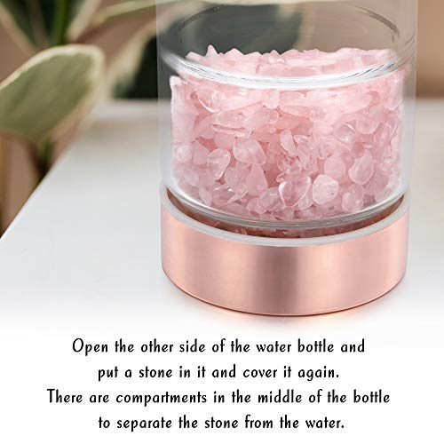 Yoption Crystal Water Bottle, Rose Quartz Healing Glass Water Bottle, Includes A Loose Leaf Tea Infuser Bottle And Protective Sleeve #TOP3
