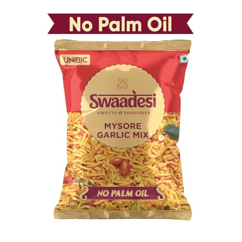 Image of Unibic No Palm Oil Mysore Garlic Mix | All Time Favourite Snacks | Crunchy Healthy Snacks, Ready to Eat | 165 gm / 200 gm (Weight May Vary) (Pack of 2)