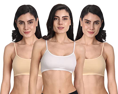 Image of Aimly Women's Cotton Non-Padded Non-Wired Low Coverage Sports Bra Pack of 3