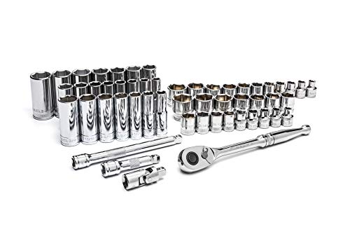 Sata 53-Piece 3/8-Inch Drive Sae And Metric Socket Set, Standard And Deep Sizes, With Ratchet And Other Accessories - St09009U #TOP1