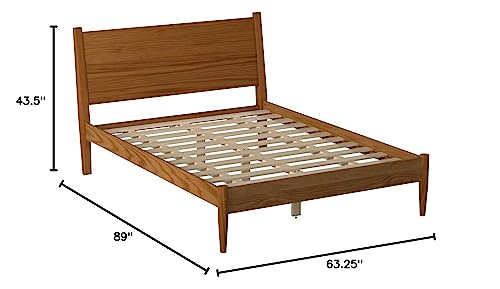 Mid-Century Panel Bed - Queen Size - Castanho Finish